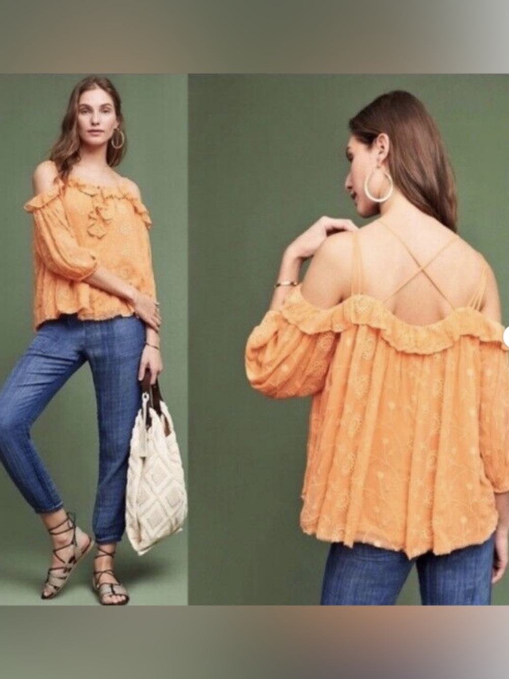 Anthropologie Floreat Maryana Off-the-Shoulder Eyelet Blouse